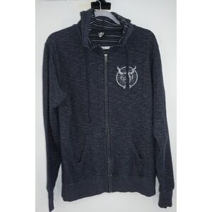 Stone Brewing Hoodie Mens Medium Blue Full Zip Anchor‎ Skull Graphic Sweatshirt